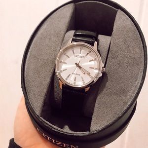 Citizen Women's Black Croco Embossed Leather Watch